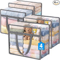 Budding Joy Clear Zippered Storage Bags for Clothes,40L Closet Organizers and Storage Containers Vinyl Moving Bag for Bedding, Linen, Blankets, Comforters, Clothing & Toys, Grey, 4 Pack