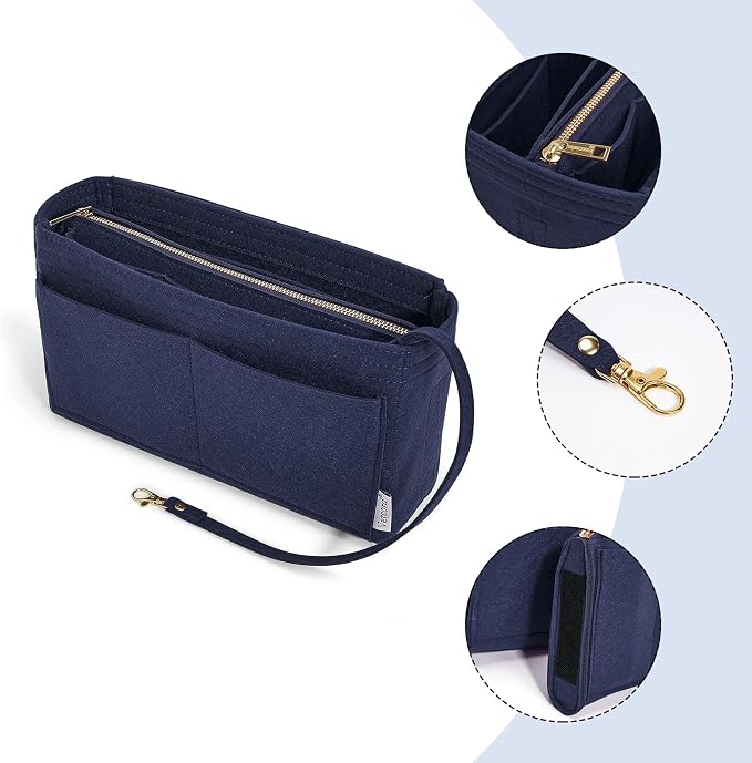 Vercord Felt Organizer Insert for Purse Handbag Tote Bag in Bag Inside Shaper Divider Neo Dark blue Slender Medium