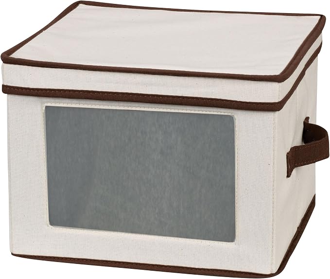Household Essentials Dinner Plate Storage Box, Strong Frame and Handles, Windowed Panel, Fully Removable Lid, Stackable and Foldable, Perfect for Preserving Your Dinnerware