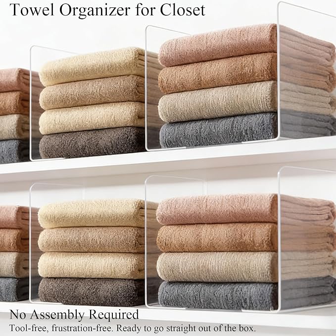 Acrylic Shelf Dividers Closet Organizers for Home Organization Enthusiasts | 10" Tall Sturdy Clear Closet Shelf Dividers for Clothes Purse pantry Separators in Bedroom Kitchen Office Shelf Space Saver