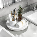 Turntable Vanity Tray 10 Inch for Perfume Candle, Bamboo Kitchen Sink Countertop Organizer for Keep Glass, Sponge and Soap Bathroom Countertop Organizer White