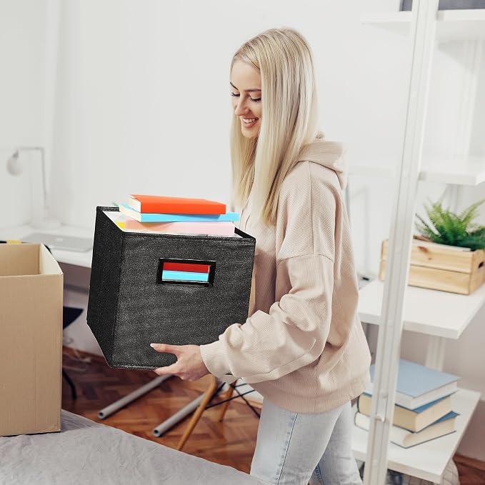 Superio Collapsible Storage Bins For Organization And Storage, Closet Organizers And Storage, Dorm Room Storage, Storage Containers, Laundry Room Organization, Black 8-pack