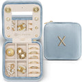 VLANDO Travel Jewelry Case for Women Girls, X Initial Jewelry Box, Small Jewelry Box for Women, Travel Jewelry Case, Gifts for Girls - Letter X, Navy Blue