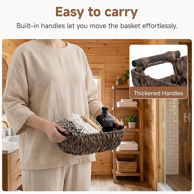Storageworks Small Wicker Basket, Organizer Baskets for Shelves, Wicker Baskets for Storage, Decorative Storage Toilet Paper Basket, Vintage Home Decor, Water Hyacinth