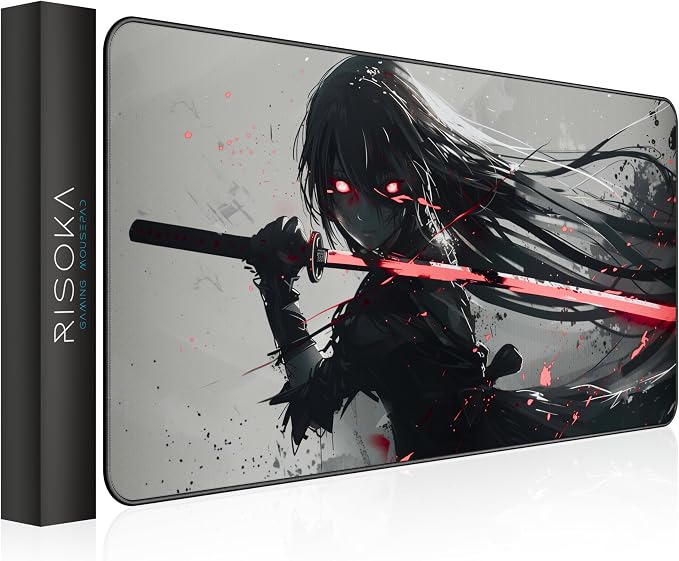 XXL Anime Gaming Mouse Pad 35.4 x 15.7 inch - Water-Resistant & Stitched Edges - Large XL Mousepad for Desk - Gamer Accessories Big Full Deskpad Mat Game Mousepads Deskmat