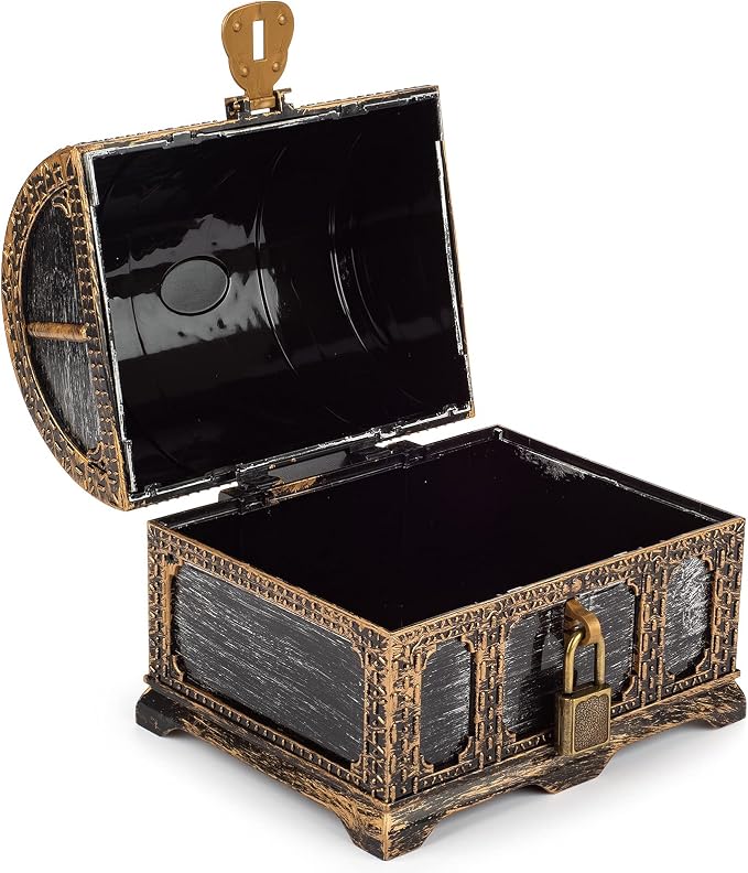 Kids Pirate Treasure Chest Plastic Pirate Vintage Treasure Box, Mini Pirate Chest Toys for Boys