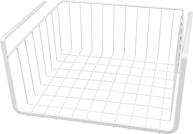 White Wire Under-Shelf Storage Basket, 11-Inch – Durable Organization Solution for Kitchen, Pantry, and Closet