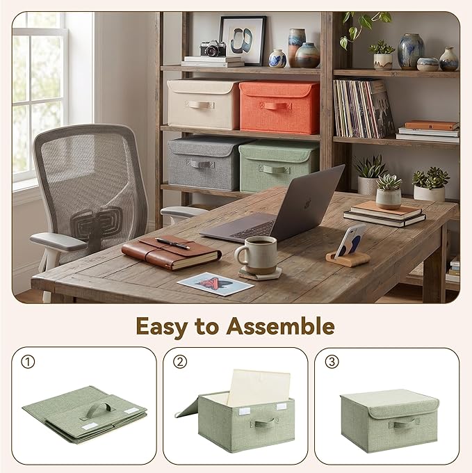 GRANNY SAYS Storage Bins with Lids, Decorative Storage Boxes, Shelf Baskets, Closet Storage Bins for Clothing, Collapsible Storage and Organization, Mixed Color Storage Bins, 4-Pack