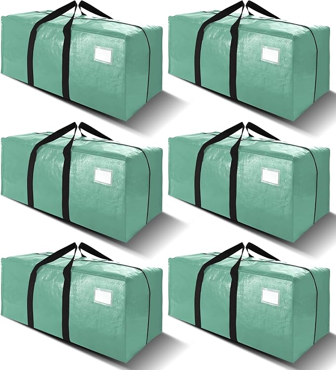 VELVETSURE 6 Pack Heavy Duty Large Moving Bags W/Backpack Straps - Strong Handles & Zippers, Storage Totes For Space Saving, Fold Flat, Alternative to Moving Box and Storage Bin, Teal