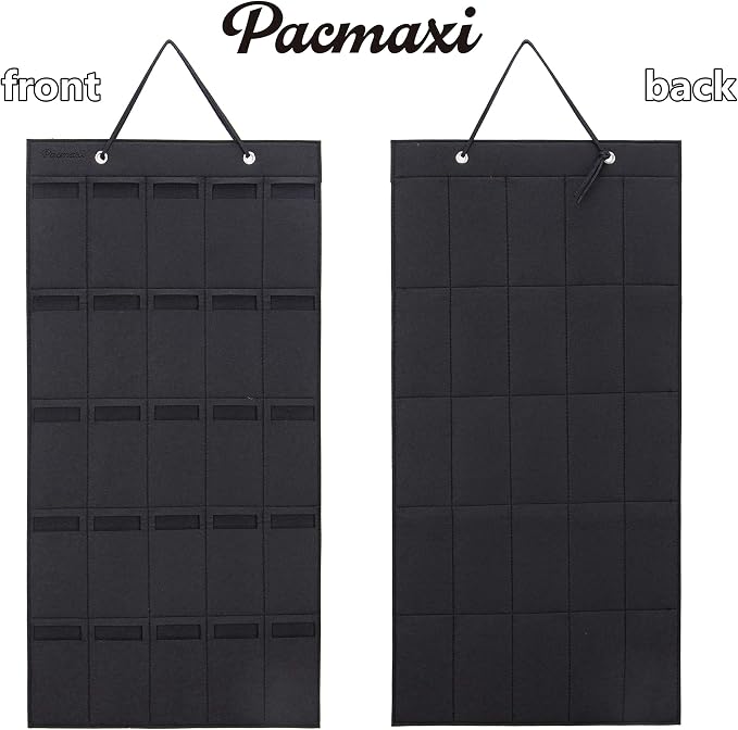PACMAXI Sunglasses Storage Organizer, Wall Pocket Mounted by Sunglasses, Hanging Eyeglasses Storage Holder, Eyewear Display. (black, 25 Slot)