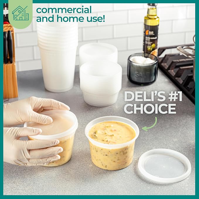 JoyServe 16 Oz Deli Food Containers with Lids - (72 Sets) Airtight Plastic Food Storage for Takeout, Meal Prep, To-Go, and Soup Freezer Containers with 72 Lids, BPA-Free, Dishwasher, Microwave Safe