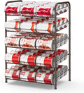 Vrisa Can Rack Organizer 5 Tier Cans Storage Organizer for Pantry Metal Can Food Holders Stacking Canned Goods Dispenser Rack Soda 60 Cans Organizers for Kitchen Pantry Cabinet, Rustic Brown