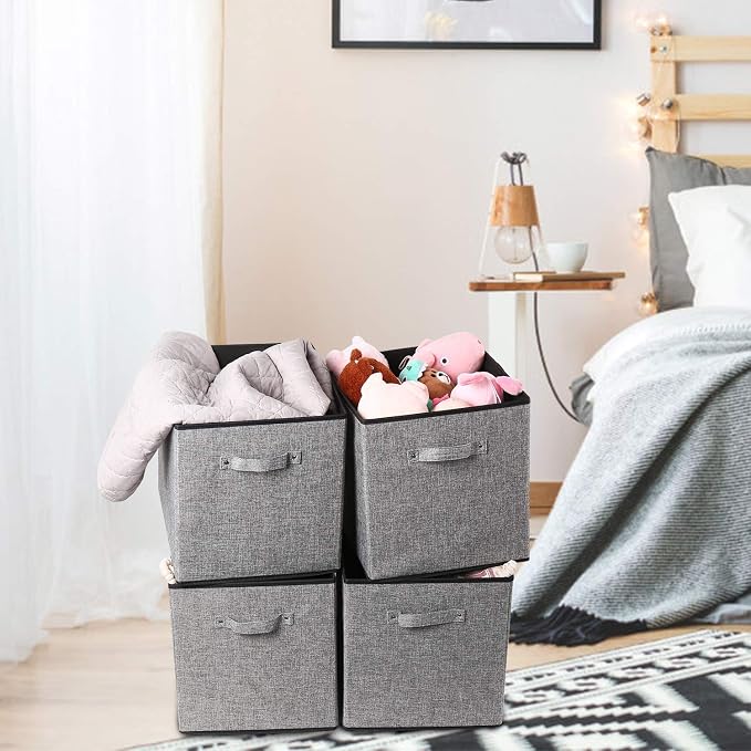Cube Storage Bins, 13x15x13 inch Stroage Bin,4-Pack Large Storage Boxes with Handle for Organizing Shelf,Nurery,Home,Colset