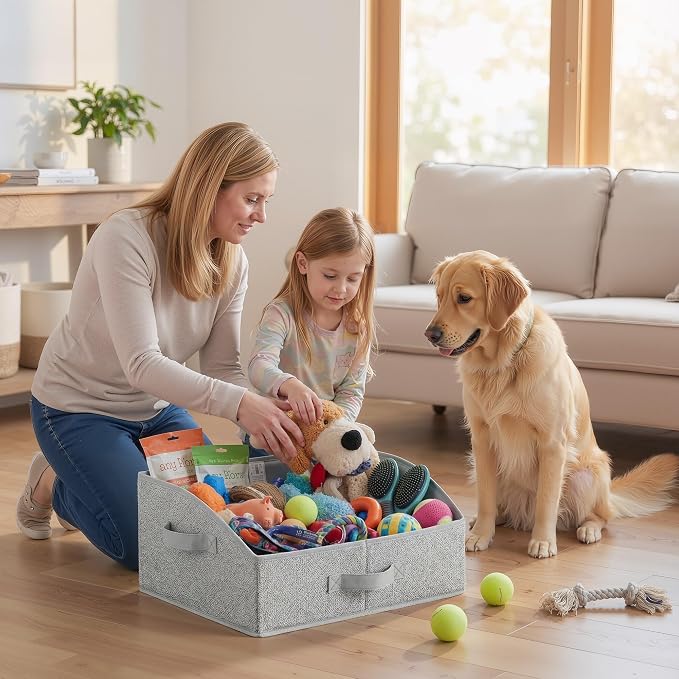 GRANNY SAYS Closet Organizer Bins, Trapezoid Storage Bin, Closet Baskets for Shelves, Closet Shelf Organizer, Baskets for Organizing Clothes, Toys, Ash Gray, 3-Pack