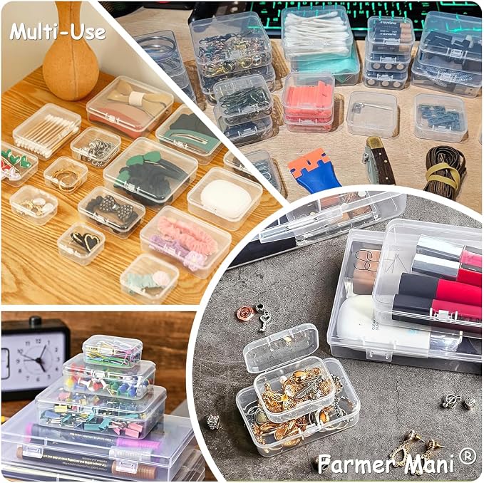 Rectangular Clear Plastic Box Containers (3.46" x 2.36" x 0.83 inch), 12 Pack Small Storage Boxes with Lids for Beads, Earplugs, Pins, Small Items etc.