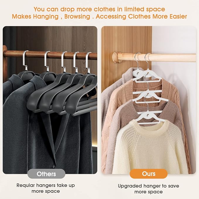 20 Pack Velvet Slim Non-Slip White Hangers - Space Saving Clothes Hangers with 360° Swivel Hook for Heavy Duty Adult Clothes