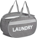 Collapsible Laundry Baskets, Foldable Clothes Hamper with Reinforced Handles, Sturdy Pop Up Hampers for Laundry, Tear Proof & Easy to Carry Laundry Hamper for Home, Apartment, Dorm, Travel Grey