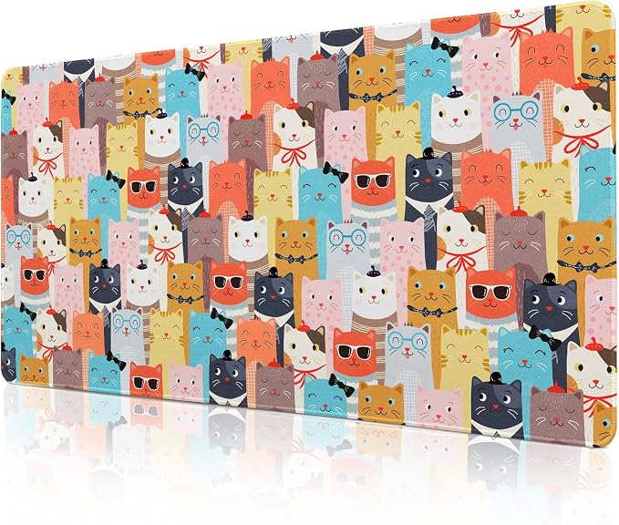 Lokigo Large Mouse Pad for Desk, Desk Mat, Anti-Slip Waterproof Big Mousepad, Cute DeskMatt for Desktop, Big Mousepad Desk Pad, Funny Cat
