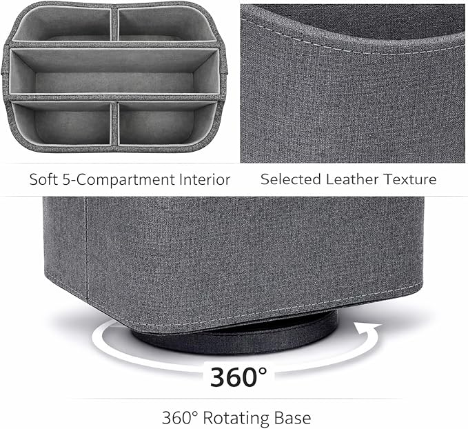 UnionBasic Rotating Desk Organizer, 360 Desk Spinning Caddy, Desktop TV Guide/Mail/Media/Remote Controller Holder Organizer, Barry Grey