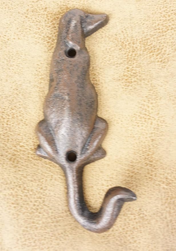 Lulu Decor, 4 Single Cast Iron Dog Tail Hooks, Loose (LB20P4)