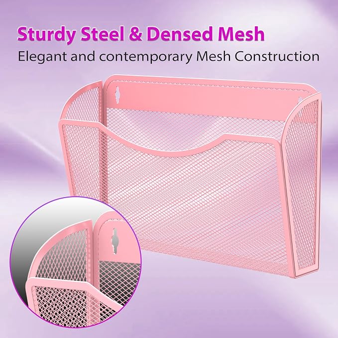 MINDEPOT Wall File Organizer,Hanging Wall Mounted File Folder Binder Holder Mail Organizer for Office,Home and School Supplies
