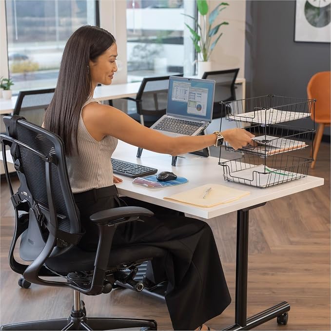 Fellowes Workstation Legal Size Desk Tray Organizer, Wire, Black (65112)