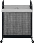 STO STO Laundry Hamper 2 Section, 100L Rolling Laundry Sorter Cart with Removable and Washable Liner Bag, Clothes Hamper with Wheels and Metal Handle for Laundry Room and Bedroom, Gray