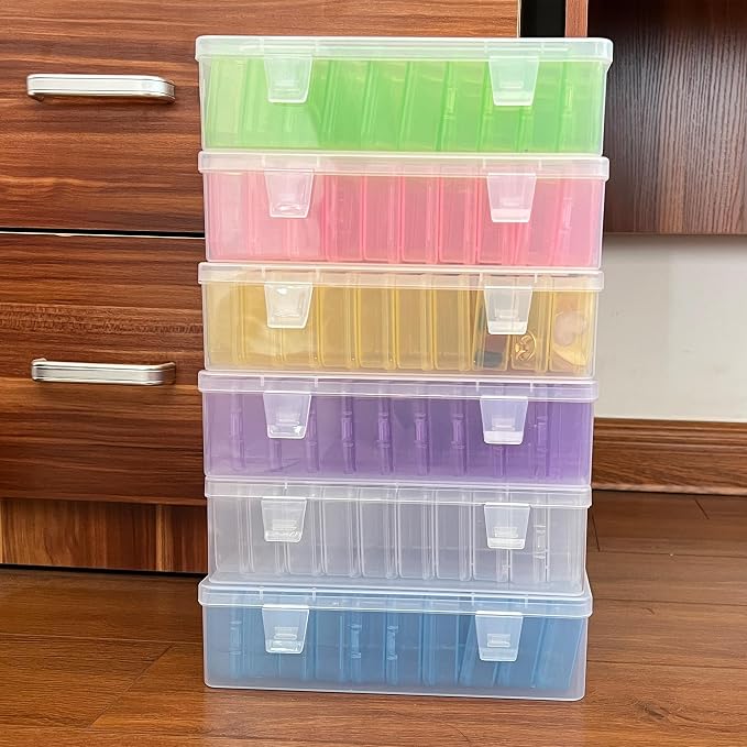 Purple Plastic Box-Bead Organizer Box-30Pcs Plastic Bead Storage Containers Craft Storage Box with Hinged Lid, 1sheet Labels, Mini Box for Jewelry Making, Diamond Art, Small Parts,Fishing toolbox