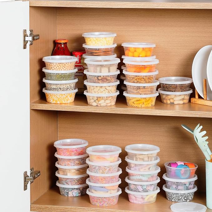AOZITA 36 Sets 8 oz Plastic Deli Containers with Lids, Airtight Food Storage Containers, Freezer/Dishwasher/Microwave Safe, Soup Containers For Takeout Meal Prep Storage