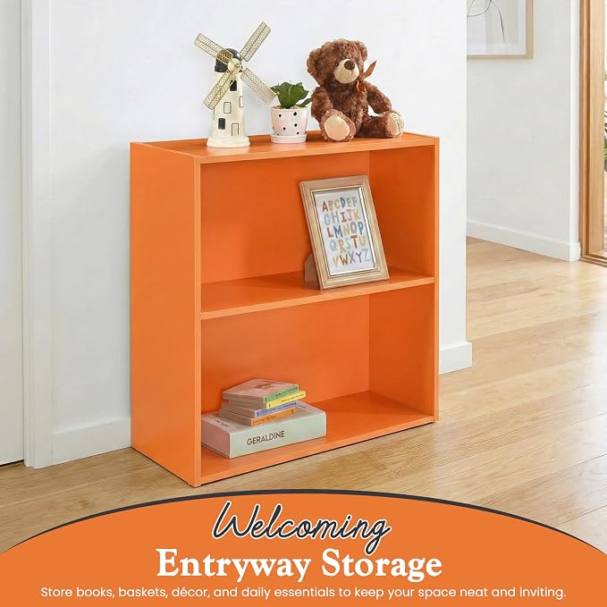 KB Designs - Tony 2-Tier Modern Bookcase with Open Storage Shelves for Kids’ Rooms, Playrooms, or Home Offices – Compact Colorful Bookshelf Organizer