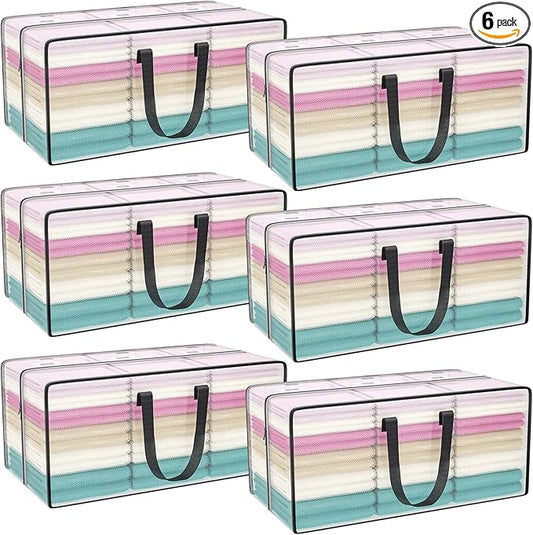 Clear Storage Bags with Zipper, Large Moving Bags Heavy Duty Extra Large, Plastic Storage Totes for Clothes, College dorm Packing Bag with Strong Handles