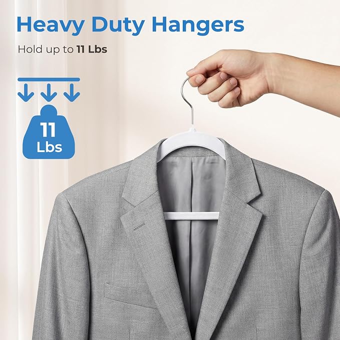 Smartor White Velvet Hangers 50 Pack, Non-Slip Space-Saving Clothes Hangers | Premium Slim Felt Hanger for Closet Organizers and Storage, Heavy Duty Hanger with Shoulder Notches and 360° Hooks for Coats