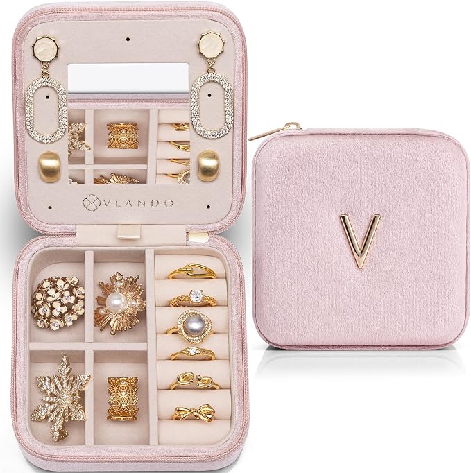 VLANDO Travel Gifts for Women Girls, Birthday Gifts for Women, Mothers Gifts, Graduation Gift for Her, Teacher Appreciation Gifts for Girls - Letter V, Pink