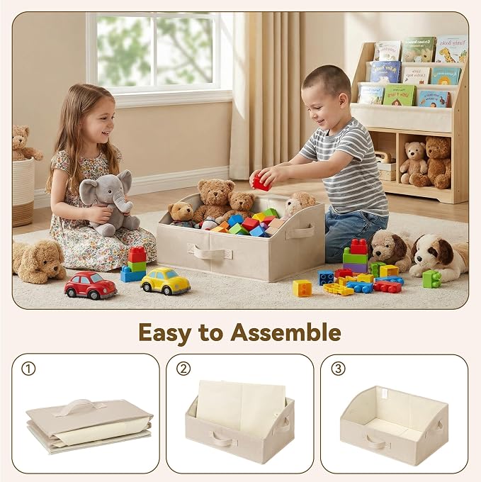 GRANNY SAYS Closet Shelf Baskets, Storage for Purses, Trapezoid Closet Storage Bins, Closet Organizers and Storage for Shelves, Clothes, Toys, Towels, Khaki, 3-Pack