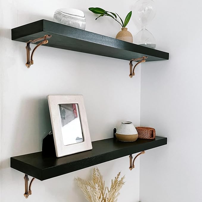 NACH Decorative Shelf Brackets, 4 Pack of 5.25 x 1.25 x 5.25 inch Copper Cast Iron Shelf Brackets - Decorative Brackets for Mounting - Industrial Style Brackets