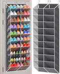 UVIAHOMI Over the Door Shoe Organizer for 30 Pairs, 10-Tier, Dark Grey