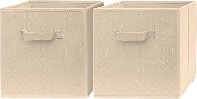 13 Inch Cube Storage Bins - 2 Pack - Large, Dual Handles, Foldable | 13x13 Fabric Bins for Organizing Closet, Clothes and Toys