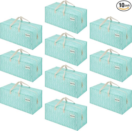 VENO 10 Pack Heavy Duty Moving Bags with Backpack Straps, Zippers & Handles, Extra Large Packing Bags for College Dorm Essentials, Moving Supplies Alternative to Cardboard Moving Boxes