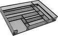 Metal Mesh Desk Drawer Organizer Tray, 6-Compartment Office Drawer Organizer for Pens Supplies, 12.6"x8.27"x1.57" Black