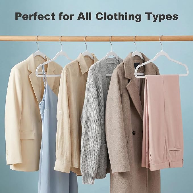 HOUSE DAY Ivory Plastic Hangers 50 Pack - Ultra-Thin Heavy Duty Non-Velvet | Hangers with 360° Swivel Hook & Non Slip Notches - Slim Space Saving Clothes Hangers Ideal for Dresses Coats Shirts Jackets