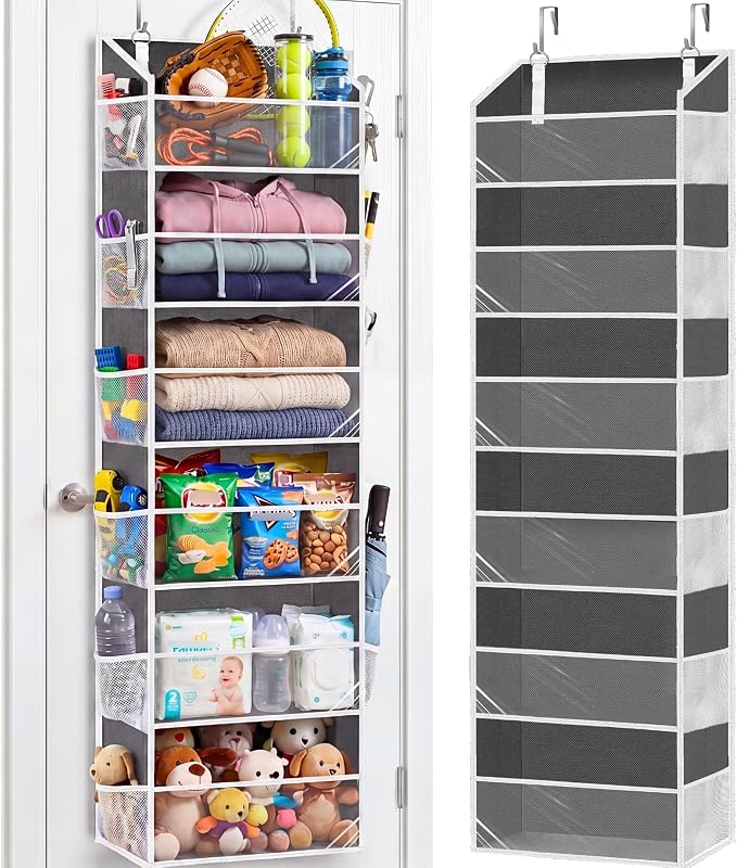Ofiray-home Over Door Organizer with 6 Large Pockets | 6 Transparent Front Pockets & 12 Mesh Side Pockets, 80 lbs Weight Capacity Hanging Storage for Toys, Shoes, Diapers, Pantry