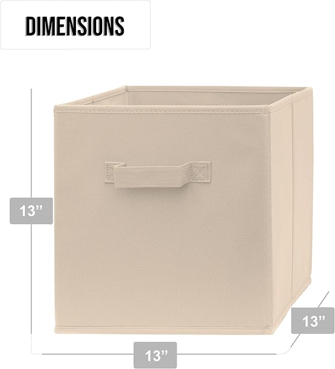 13 Inch Cube Storage Bins - 2 Pack - Large, Dual Handles, Foldable | 13x13 Fabric Bins for Organizing Closet, Clothes and Toys