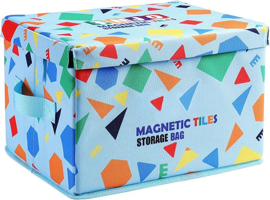FNJO Toy Storage Bin,Foldable Toy Organizer with Lid, Playroom Organizer,Toy Holder,Storage Box for Magnetic Tiles and other gadget
