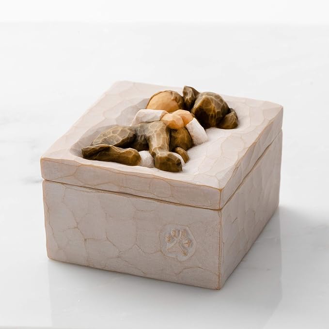 Willow Tree Hug (dark dog), sculpted hand-painted Keepsake Box