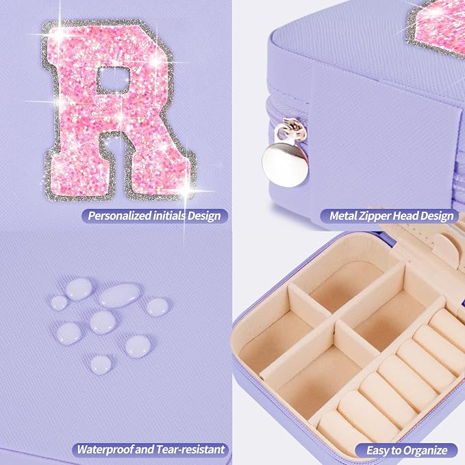 Uygafly Gifts for Teen Girl Trendy Stuff,Birthday Gift for 5 6 7 8 9 10 11 12 13 14 15 Year Old Girls,Cute Travel Jewelry Case Small Box - Lavender,R