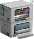 Sorbus Jumbo Storage Bins with Metal Frame - Oxford Fabric Storage Containers with Large Clear Window & Carry Handles - Stackable & Foldable Clothes Organizer Bags for Bedding Linen, Clotheing & More