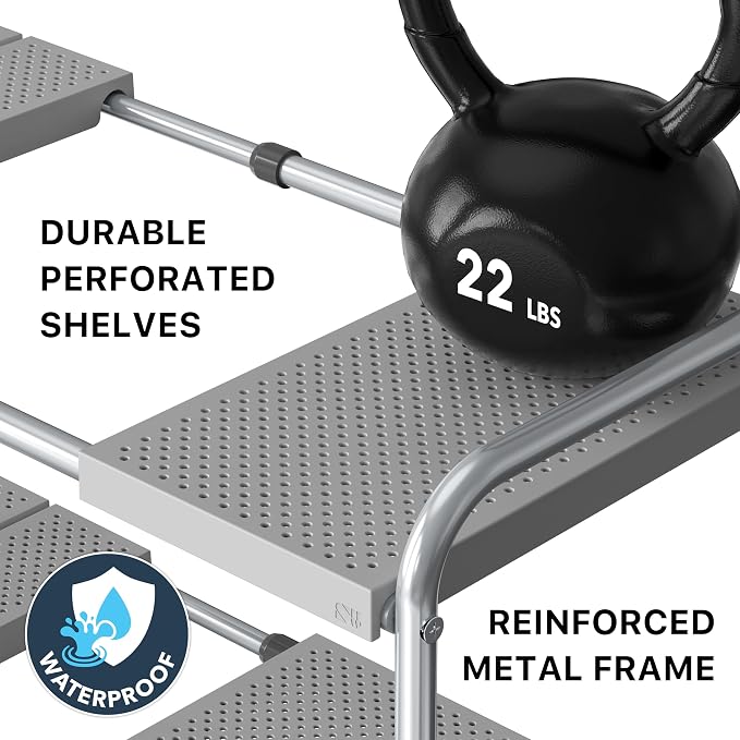 Simple Houseware Under Sink 2-Tier Heavy Duty Expandable Rack Organizer, Adjustable Width 15.75–25 Inches with 4 Shelf Height Levels, Silver