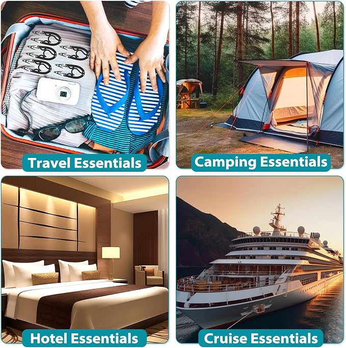 30Pcs Foldable Travel Hangers with Clips Cruise Essentials 2026 Phone Sized | Portable Travel Essential Plastic Cruise Ship Essentials Cruises Must Haves for Suitcase Camping Flying RV Europe Vacation