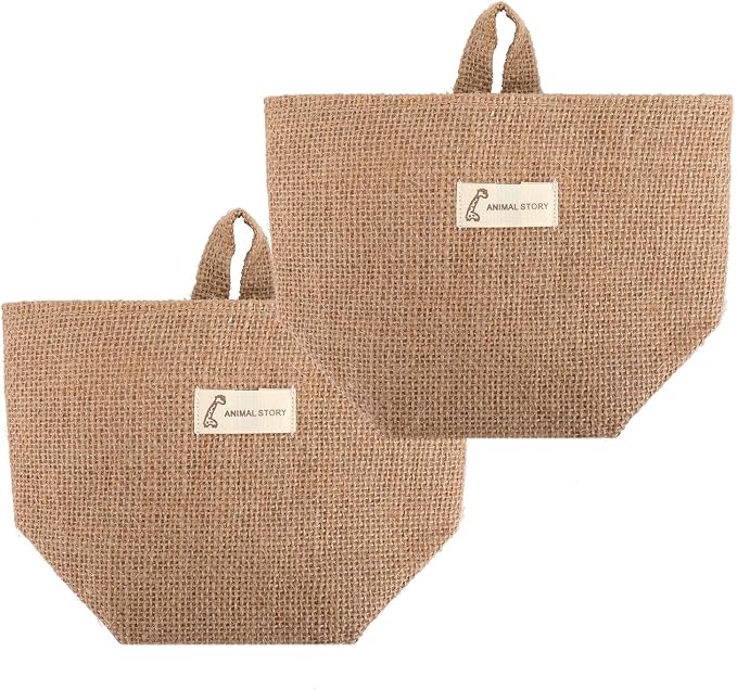 Foraineam 6 Pack Mini Hanging Storage Bag Cotton Linen Decorative Wall-Hanging Basket Organizer Collapsible Box Bin Bags for Wall Door Closet