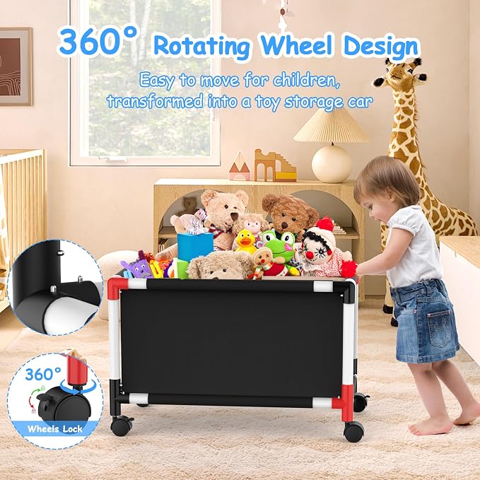 Mabahoo Extra Large Toy Box, Kids Storage Organizers with 360° Wheels, 120L Oxford Toy Chest Boxes for Boys Girls, Home Storage Organizer Toybox for Bedroom Living Nursery, 28.4 x 15.4 x19 Inches